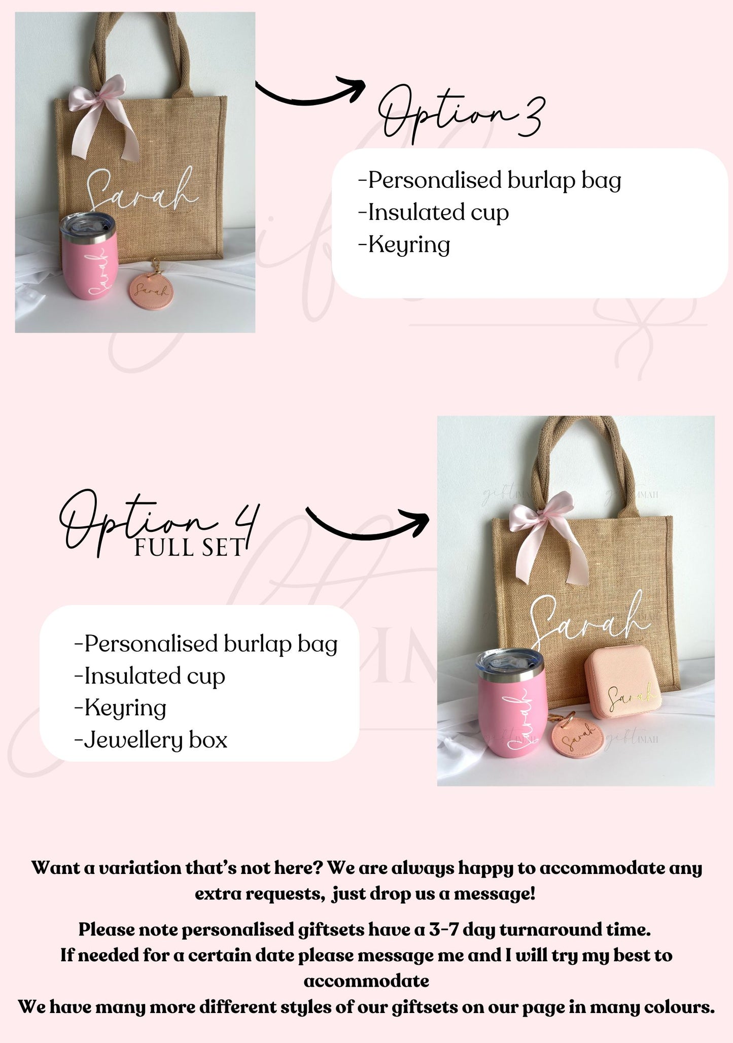 Personalised Insulated Tumbler Burlap Bag Giftset