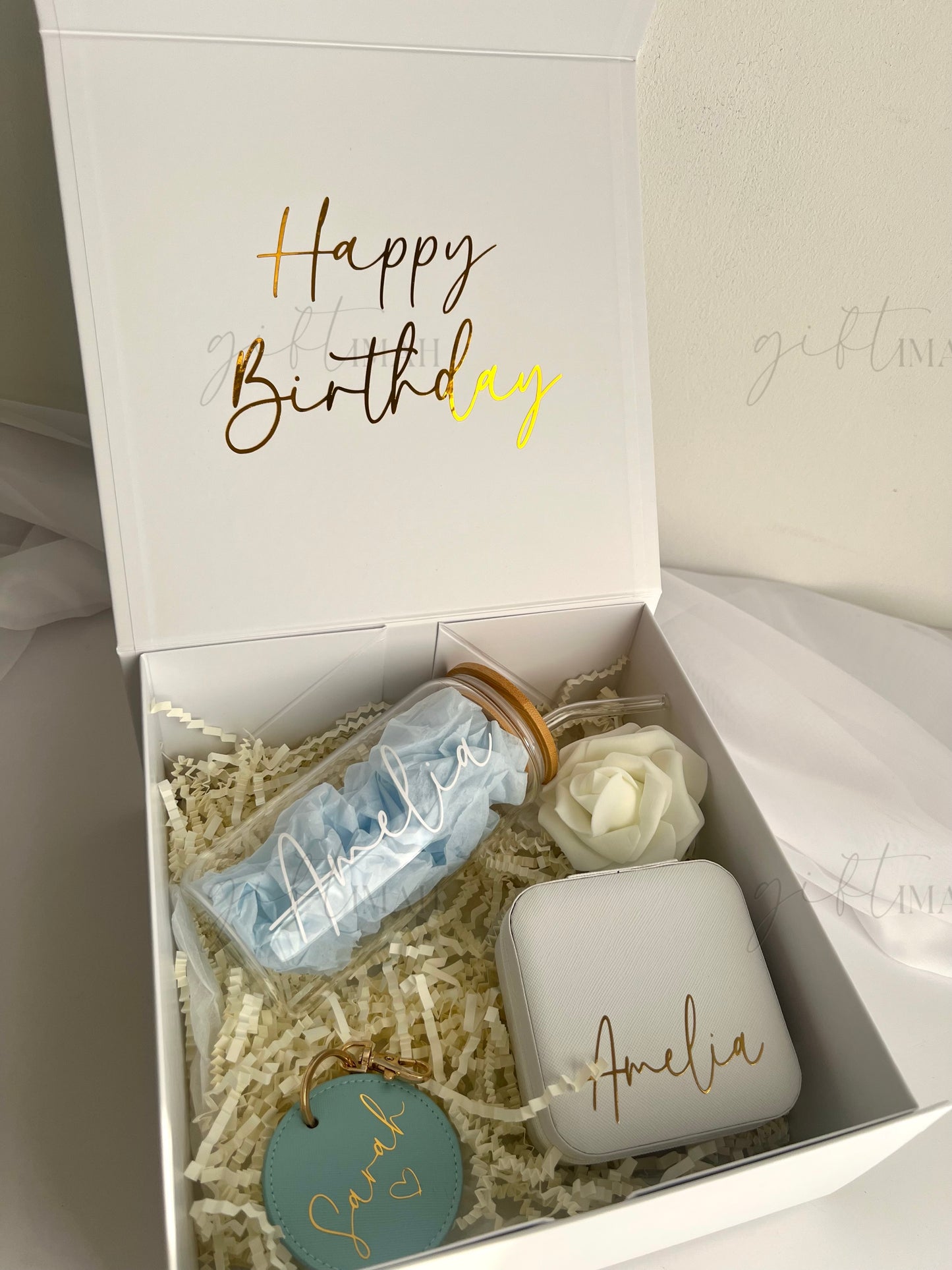 Personalised Glass Cup Giftbox Set| 5 Colours: Sage Green, Pink, Black, White, Blue