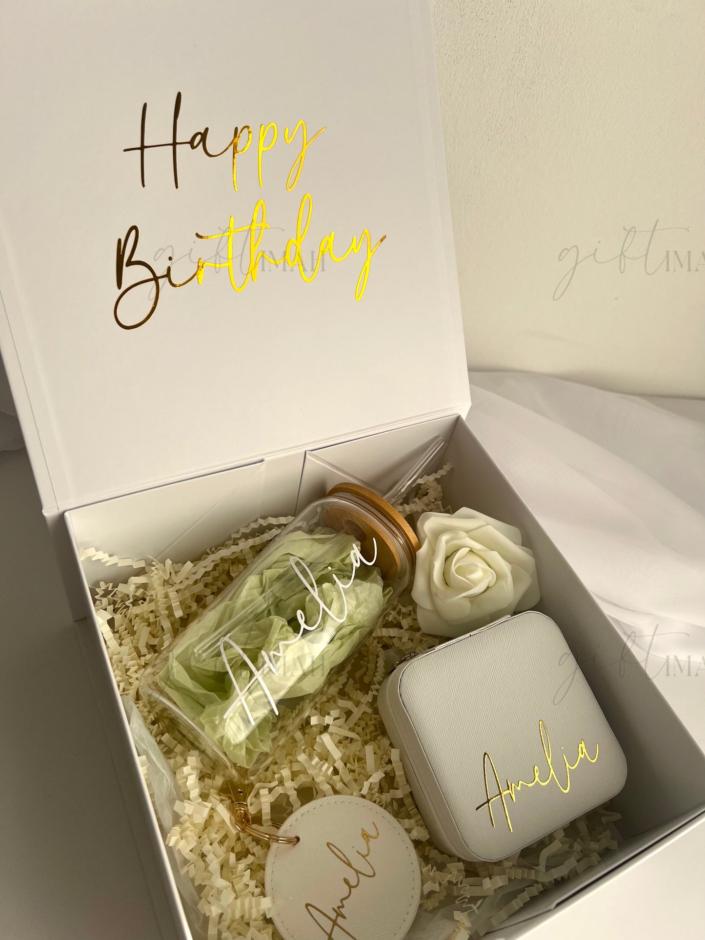 Personalised Glass Cup Giftbox Set| 5 Colours: Sage Green, Pink, Black, White, Blue