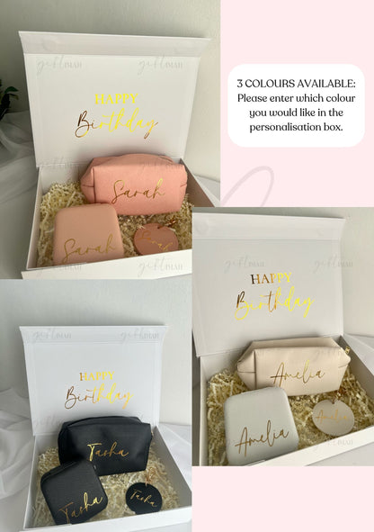 Personalised Filled Giftbox Accessory Set| Personalised with name| 3 Colours: Pink, White, Black