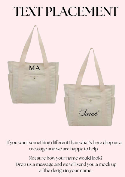 Personalised Canvas Tote Bag with Cup Holder | School Bag | Gym Bag