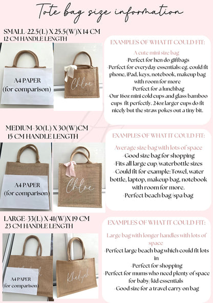 Personalised Jute Beach Bag with Initials | 3 Sizes
