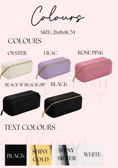 Personalised Premium Saffiano Fine Grain Flat Lay Makeup Bag | Accessory Travel Case | Small SizeSize