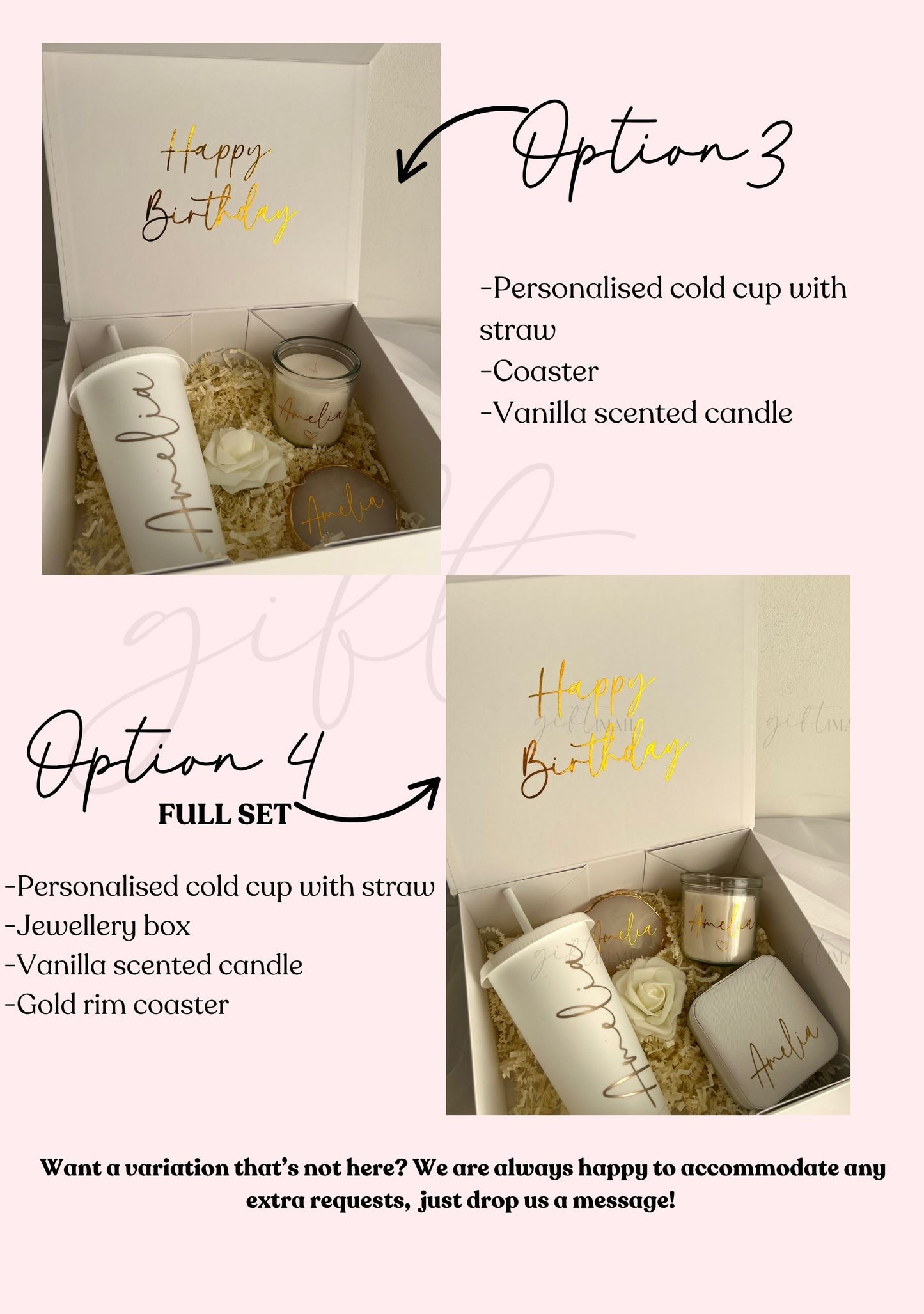 Personalised Filled Giftbox Set| White and Gold Theme | For Any Occasion