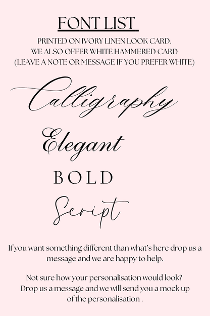 Custom Card Printed Calligraphy Topper