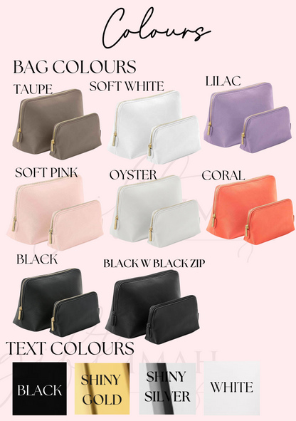 Personalised Premium Saffiano Fine Grain Makeup Bag | Accessory Travel Case | 2 sizes