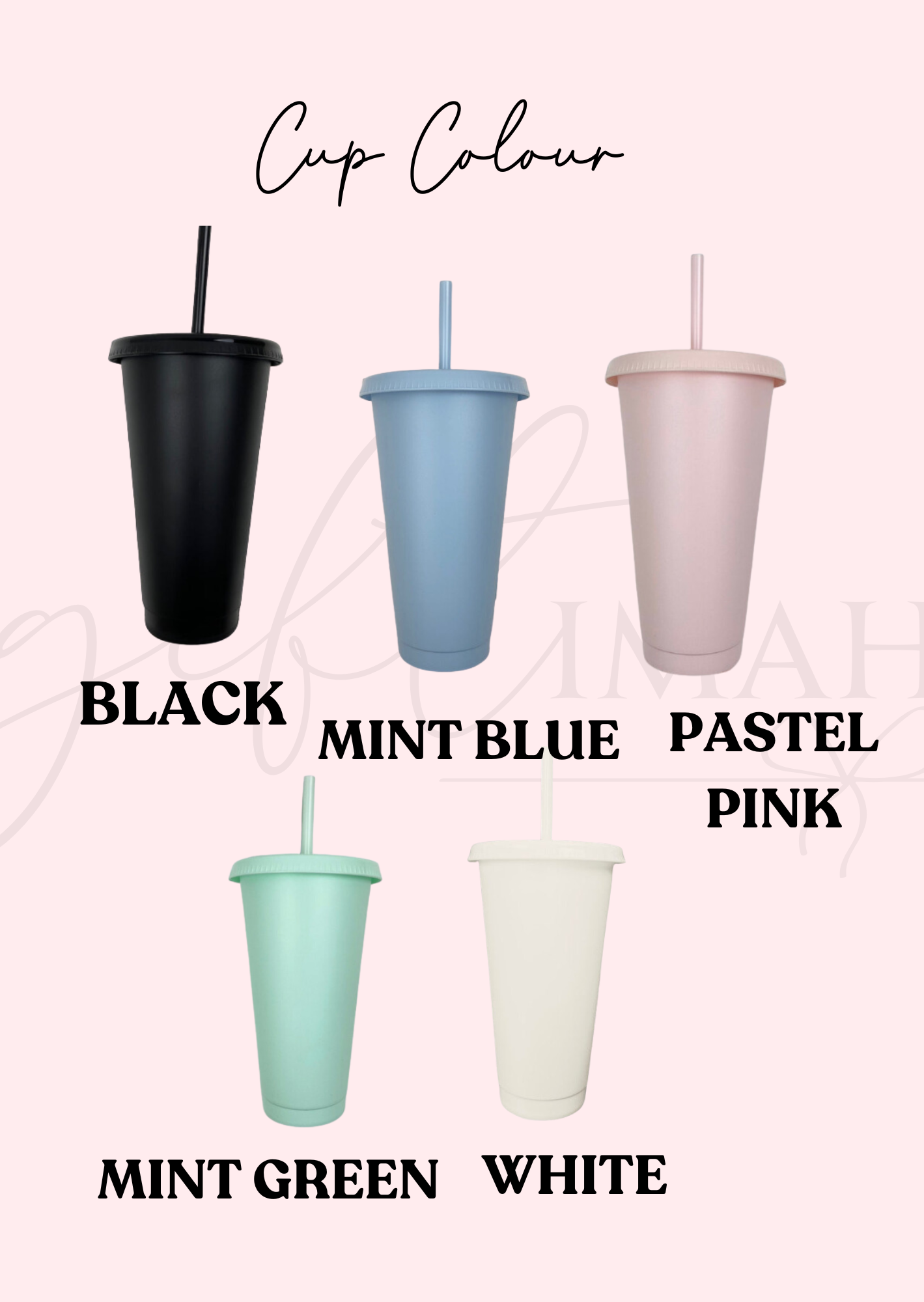 Personalised Cold Cup With Straw | Various Colours Available