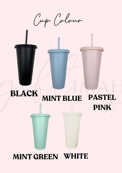 Personalised Cold Cup With Straw | Various Colours Available