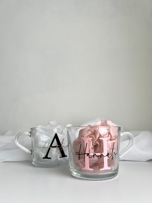Personalised Glass Mug -Initial Design