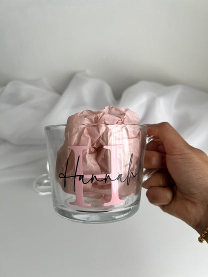Personalised Glass Mug -Initial Design