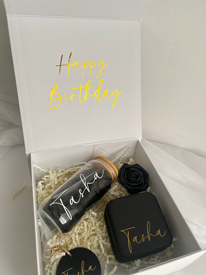 Personalised Glass Cup Giftbox Set| 5 Colours: Sage Green, Pink, Black, White, Blue