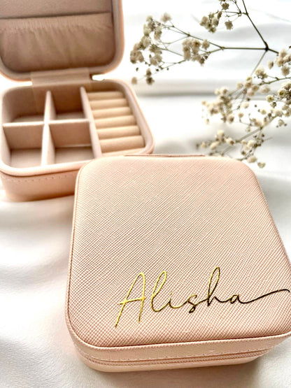 Personalised jewellery box, custom jewellery box,Personalised bridesmaid gifts, Personalised birthday gift for her, travel jewellery box