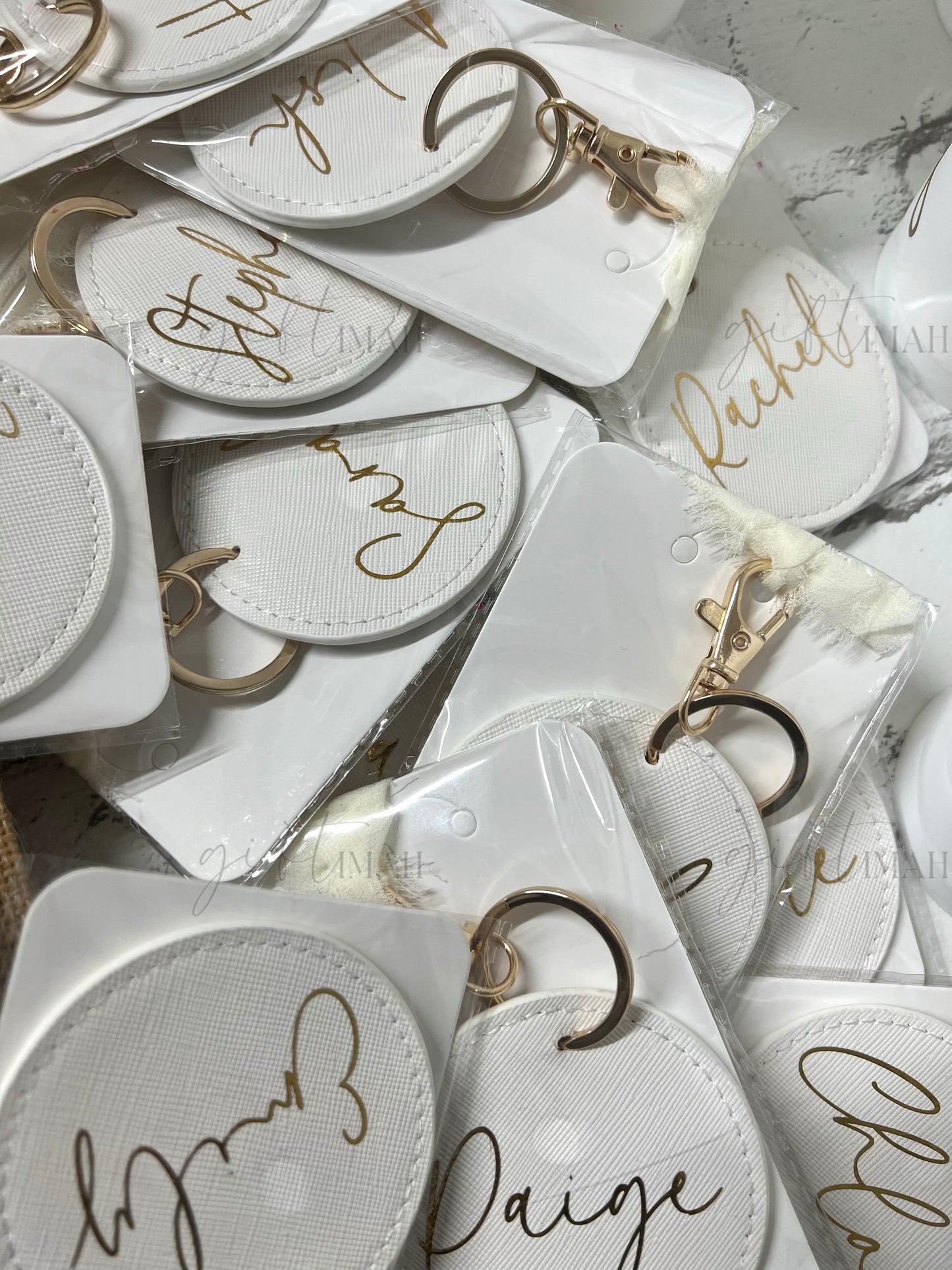 Personalised Faux Leather Circle Keyring