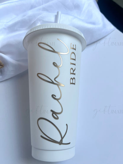 Personalised Cold Cup With Straw | Various Colours Available