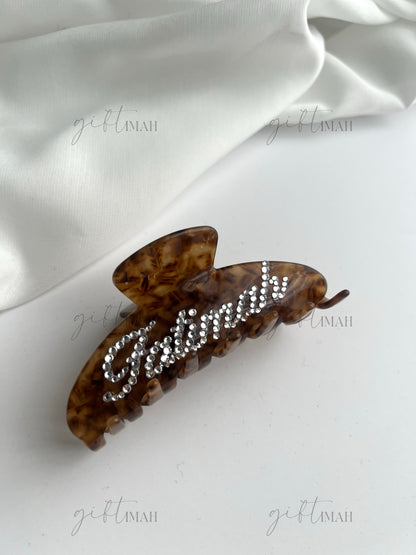 Personalised Custom Name Rhinestone Hair Claw Clip