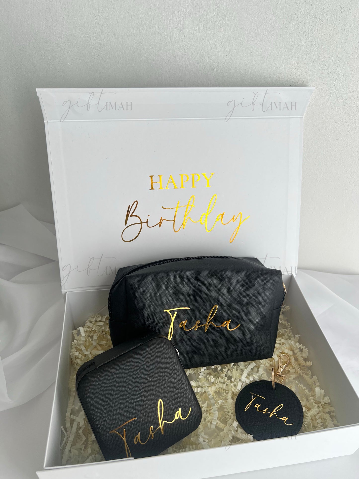 Personalised Filled Giftbox Accessory Set| Personalised with name| 3 Colours: Pink, White, Black