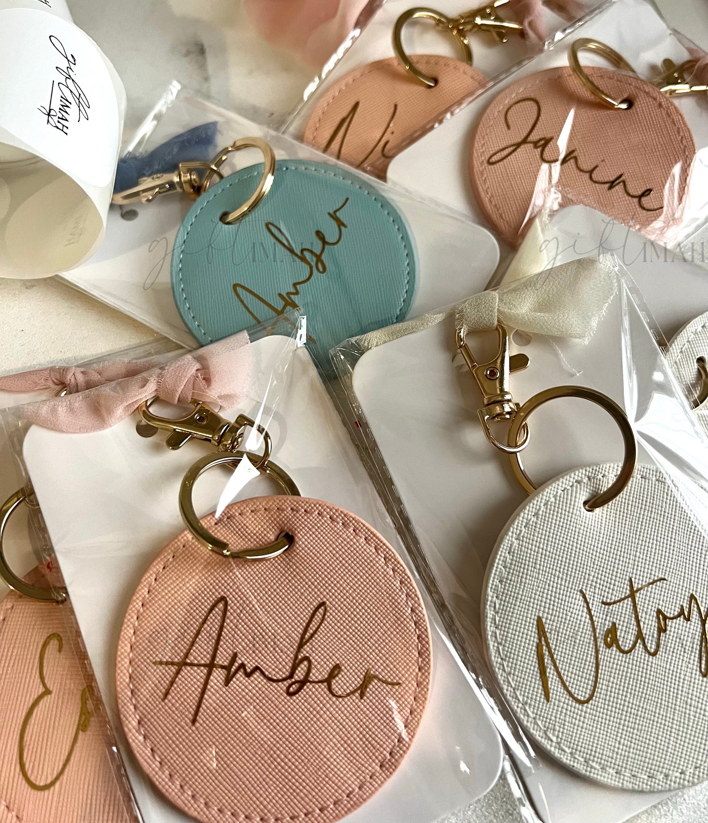 Personalised Faux Leather Circle Keyring