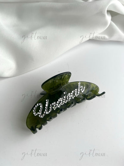 Personalised Custom Name Rhinestone Hair Claw Clip