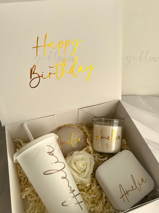 Personalised Filled Giftbox Set| White and Gold Theme | For Any Occasion