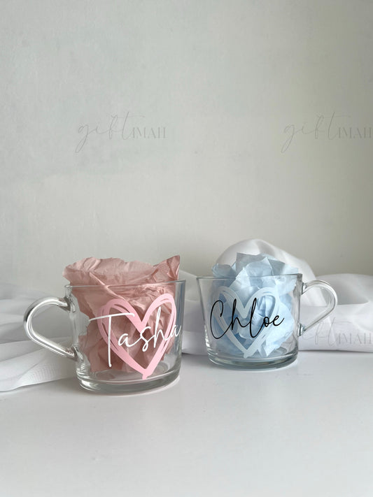 Personalised Glass Mug -Heart Design