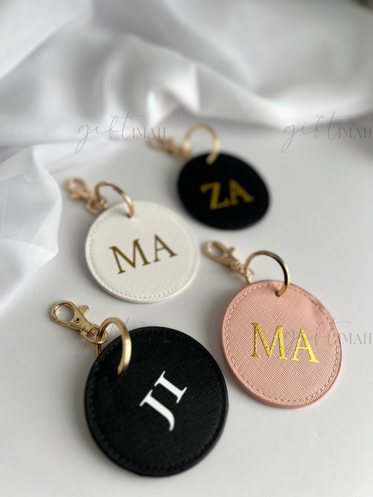 Personalised Initial Monogram Circle Keyring