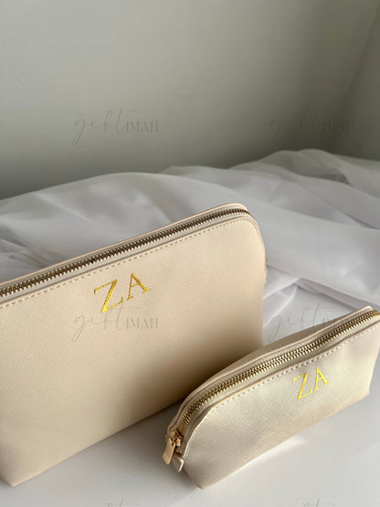 Personalised Premium Saffiano Fine Grain Makeup Bag | Accessory Travel Case | 2 sizes
