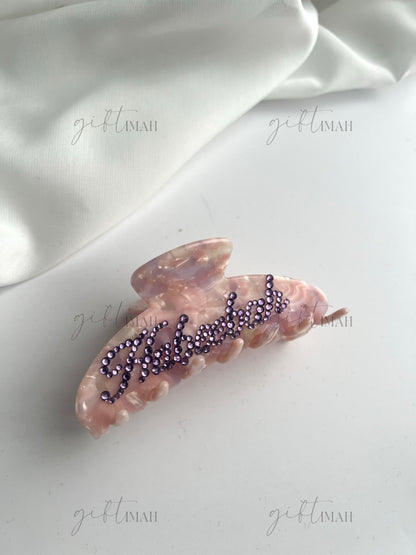 Personalised Custom Name Rhinestone Hair Claw Clip