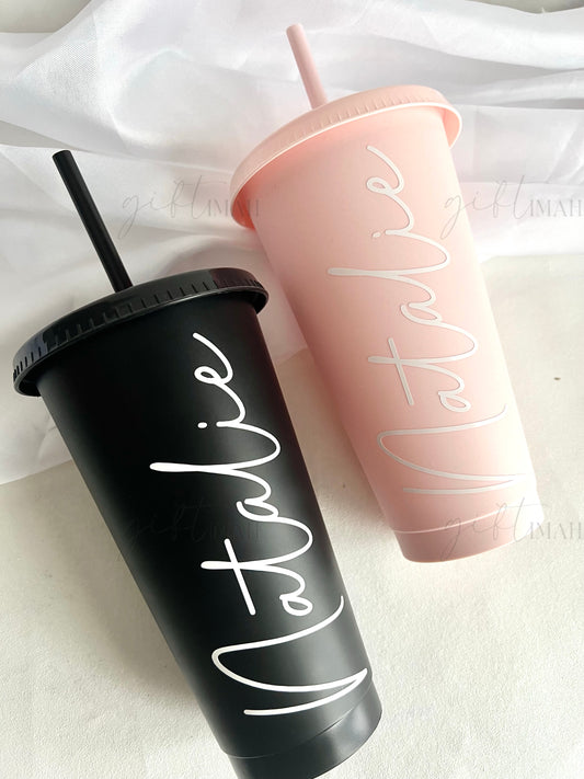 Personalised Cold Cup With Straw | Various Colours Available