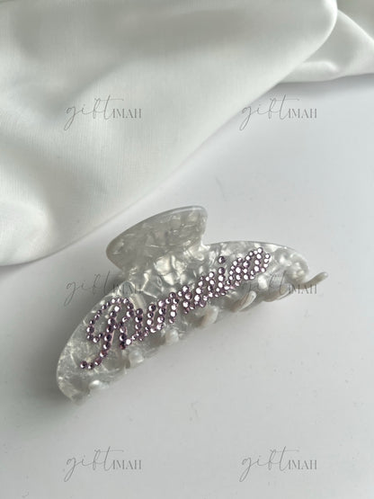 Personalised Custom Name Rhinestone Hair Claw Clip