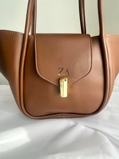 Personalised Long Handle Faux Leather Tote Bag | Comes with inner personalised pouch