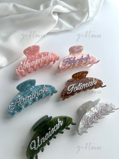 Personalised Custom Name Rhinestone Hair Claw Clip