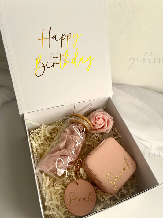 Personalised Glass Cup Giftbox Set| 5 Colours: Sage Green, Pink, Black, White, Blue
