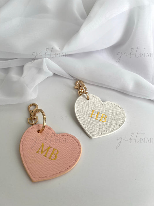 Personalised Heart Initial Monogram Keyring