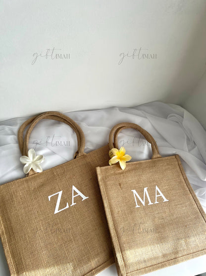 Personalised Jute Beach Bag with Initials | 3 Sizes