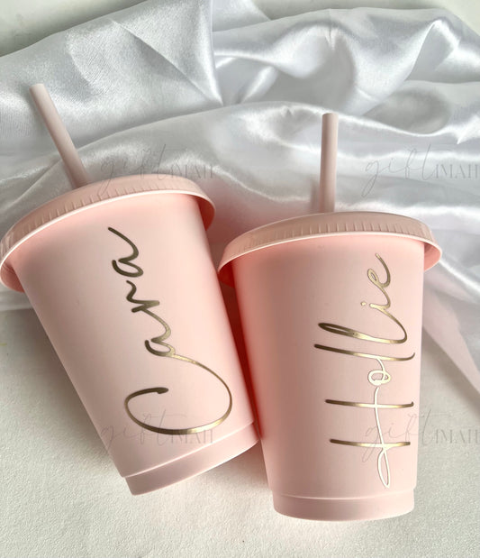 Personalised Cold Cup With Straw Mini Size 16oz | Various Colours Available