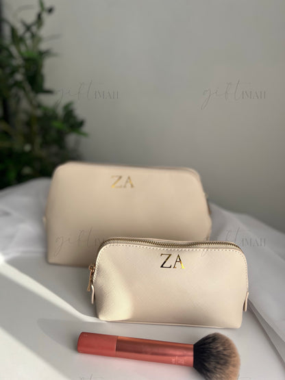 Personalised Premium Saffiano Fine Grain Makeup Bag | Accessory Travel Case | 2 sizes