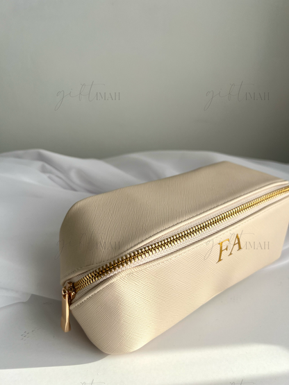 Personalised Premium Saffiano Fine Grain Flat Lay Makeup Bag | Accessory Travel Case | Small SizeSize